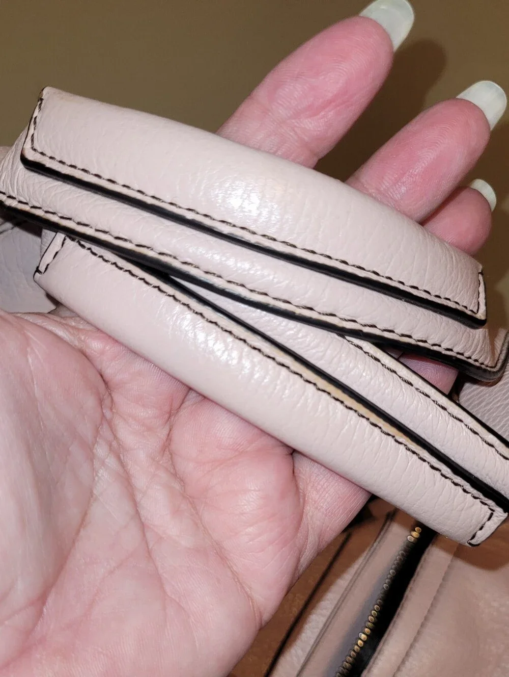 Oryany Blush Leather Shoulder Bag with Gold Turn-Lock Top Zip Bag.